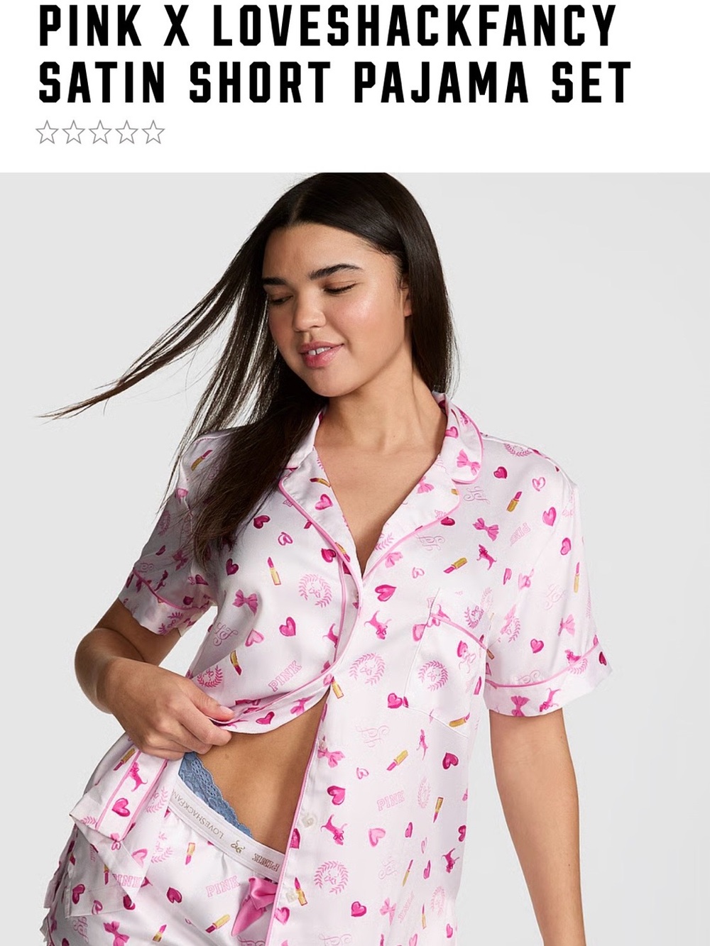 PINK Victoria's Secret Pink & White Satin Short Pajama Set